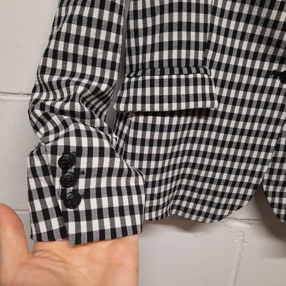 Maison D'Amelie Women's Blazer Checkered Black White Size Small - Picture 2 of 7